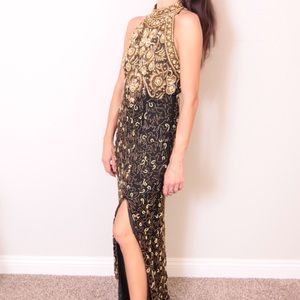 Vintage Adrianna Papell Beaded Long Gown Twenties